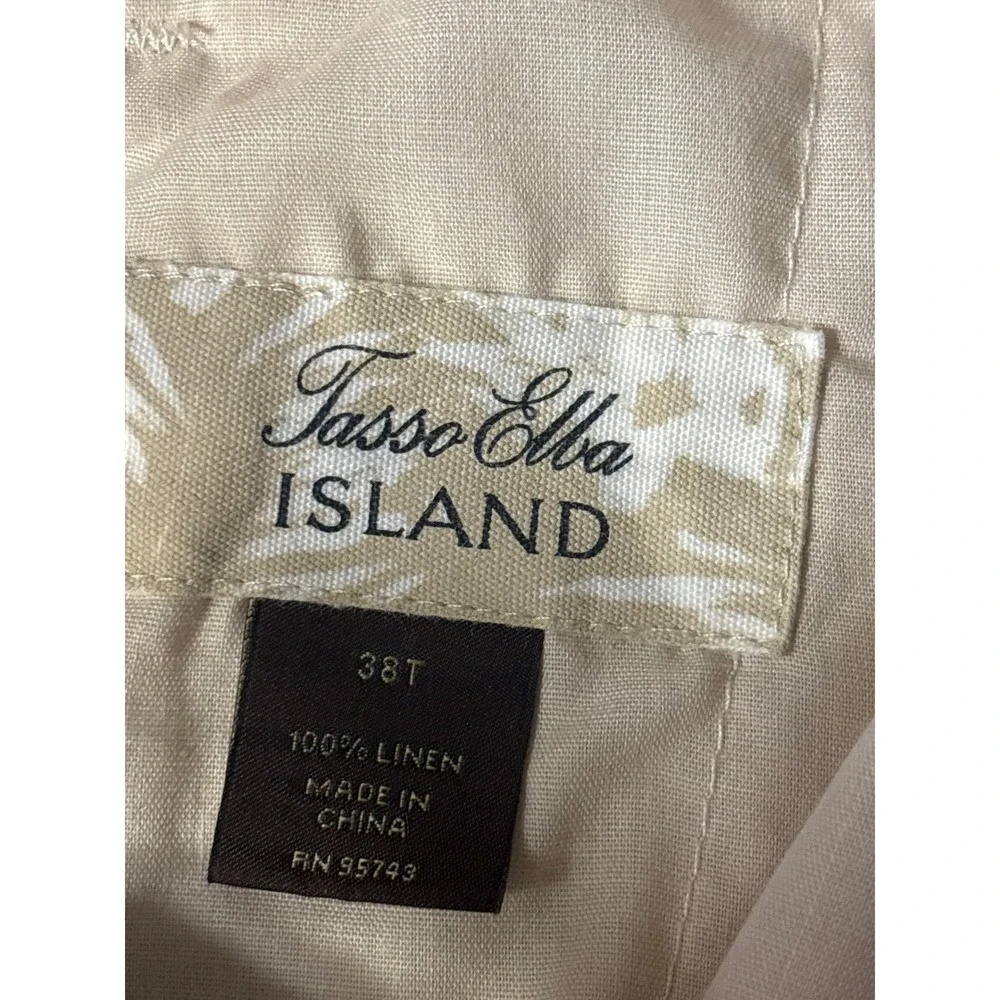 Linen Drawstring Pants Mens 37x31.5 Oatmeal Beige Straight Leg Coastal Excellent